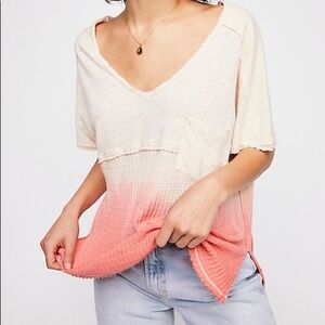 Free People Waffle Knit Ombre Flowy Cream Tunic XS Boho Hippie Cozy Earthy Light